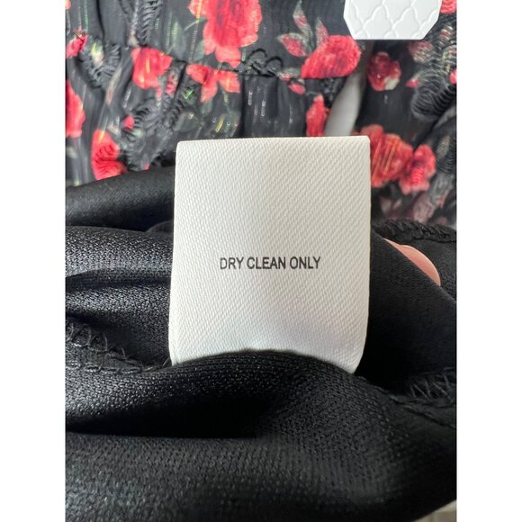 Altard State Floral Puff Long-Sleeve Mini Dress XS Black & Red - Picture 4 of 14